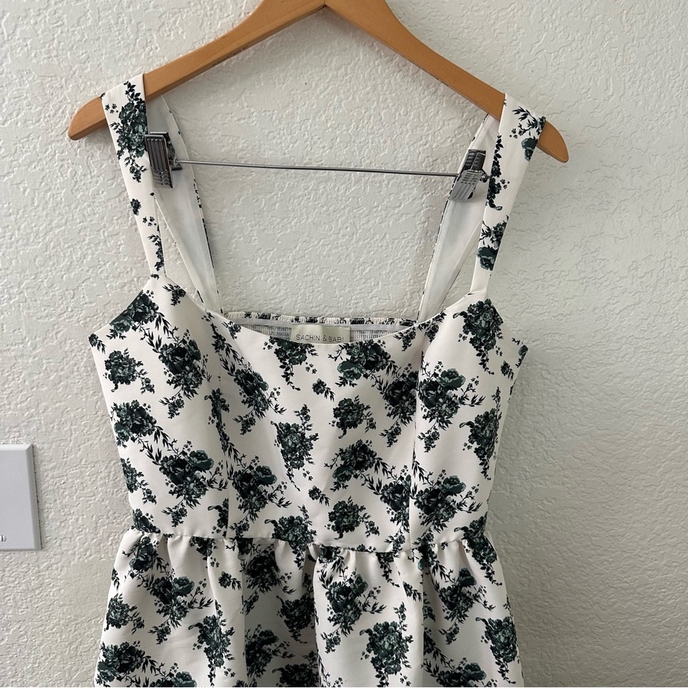 Sachin & Babi Blaine Taffeta Square Neck Midi Dress Dark Green - Picture 6 of 10